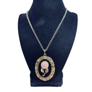 Avon Serena Rose Cameo Pendant With Mirror Back (6188)